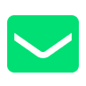 Green and white icon of a mail.