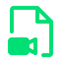 Green and white icon of camera and file.