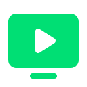 Green and white icon of paused screen.
